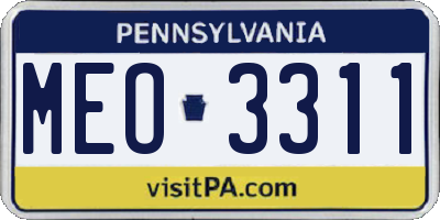 PA license plate MEO3311