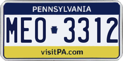 PA license plate MEO3312