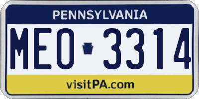 PA license plate MEO3314