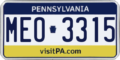 PA license plate MEO3315