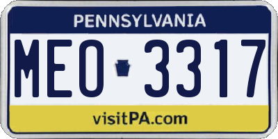 PA license plate MEO3317