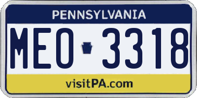 PA license plate MEO3318