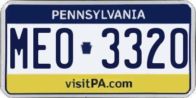 PA license plate MEO3320