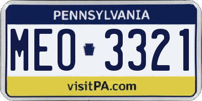 PA license plate MEO3321