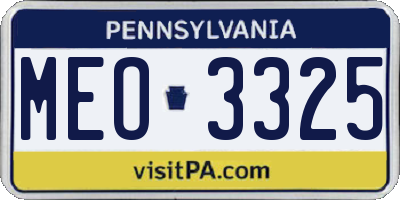 PA license plate MEO3325