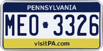 PA license plate MEO3326