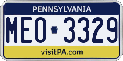 PA license plate MEO3329