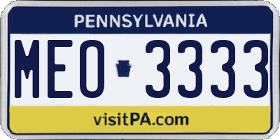 PA license plate MEO3333