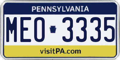 PA license plate MEO3335