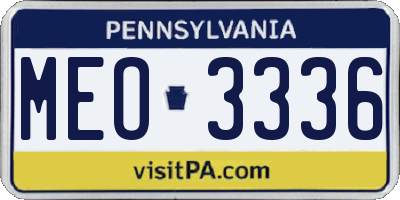 PA license plate MEO3336