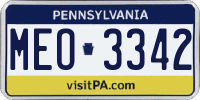 PA license plate MEO3342