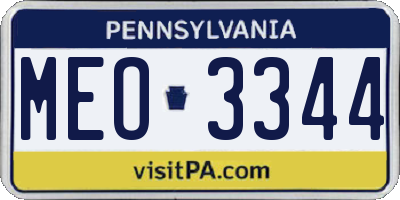 PA license plate MEO3344