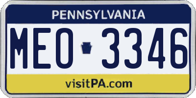 PA license plate MEO3346