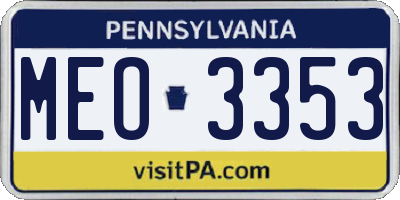 PA license plate MEO3353