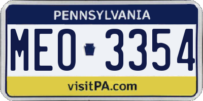 PA license plate MEO3354