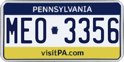 PA license plate MEO3356
