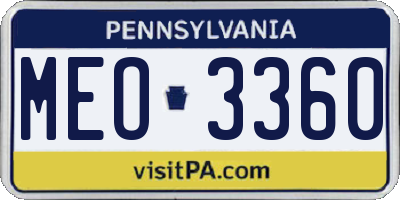 PA license plate MEO3360