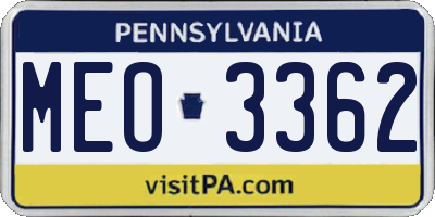 PA license plate MEO3362