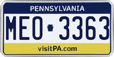 PA license plate MEO3363