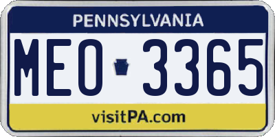 PA license plate MEO3365