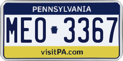 PA license plate MEO3367