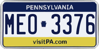 PA license plate MEO3376