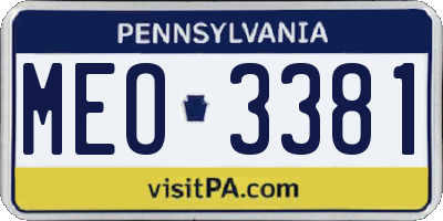 PA license plate MEO3381