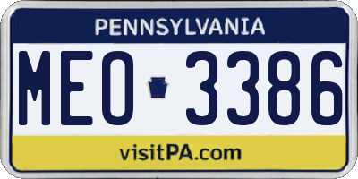 PA license plate MEO3386