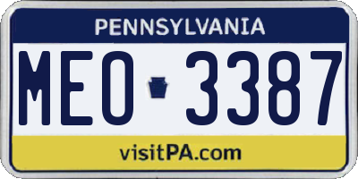 PA license plate MEO3387