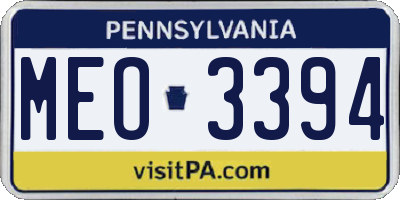 PA license plate MEO3394
