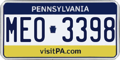 PA license plate MEO3398