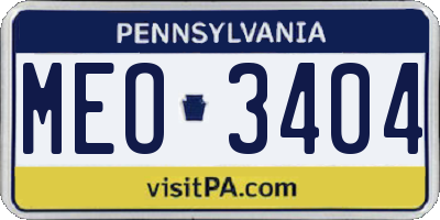 PA license plate MEO3404