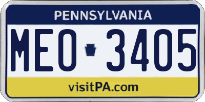 PA license plate MEO3405