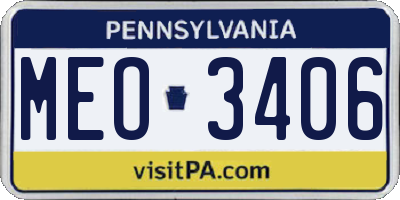 PA license plate MEO3406