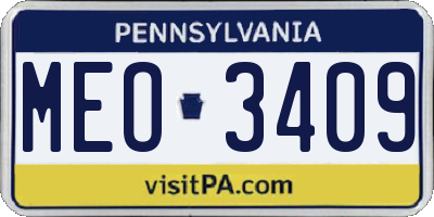 PA license plate MEO3409
