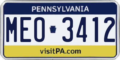 PA license plate MEO3412