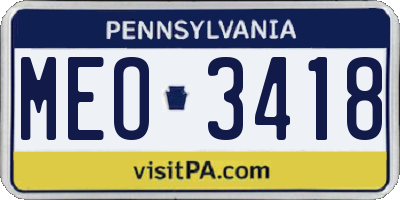 PA license plate MEO3418
