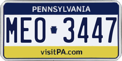 PA license plate MEO3447