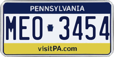 PA license plate MEO3454