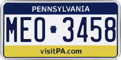 PA license plate MEO3458