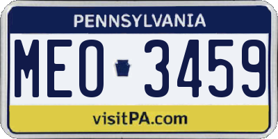 PA license plate MEO3459