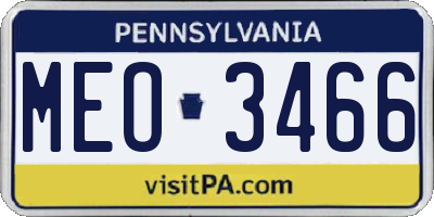 PA license plate MEO3466