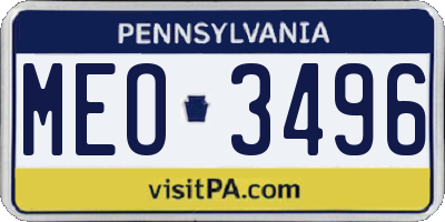 PA license plate MEO3496