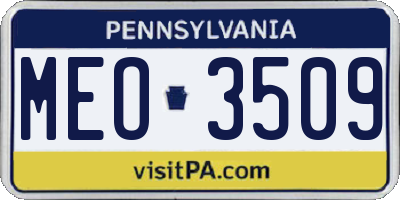 PA license plate MEO3509