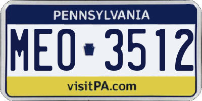 PA license plate MEO3512