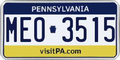 PA license plate MEO3515