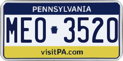 PA license plate MEO3520