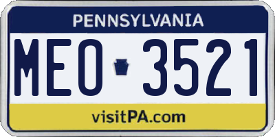 PA license plate MEO3521