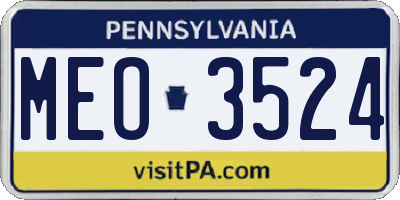 PA license plate MEO3524