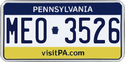 PA license plate MEO3526